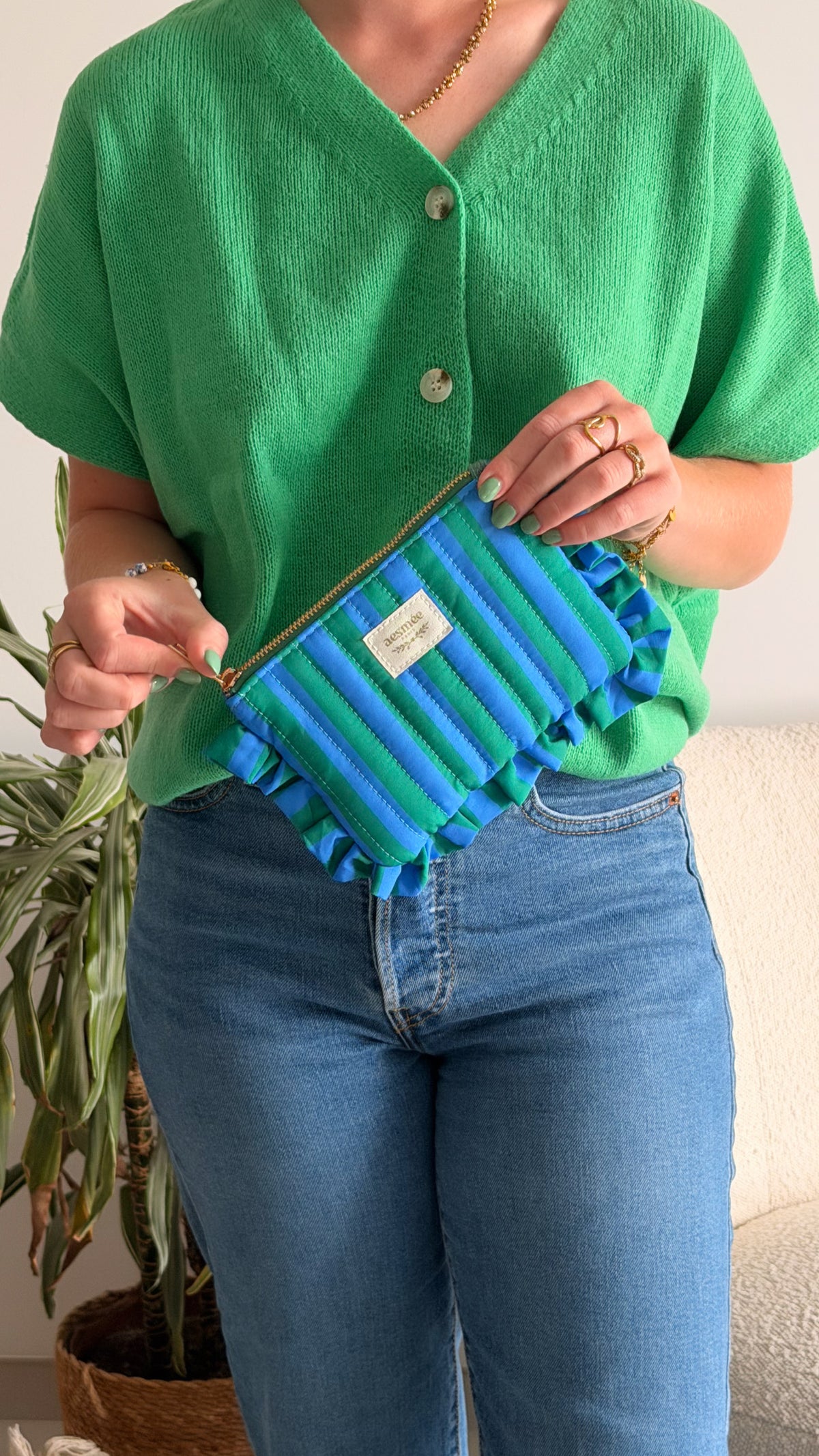 Pochette à rayure💙💚